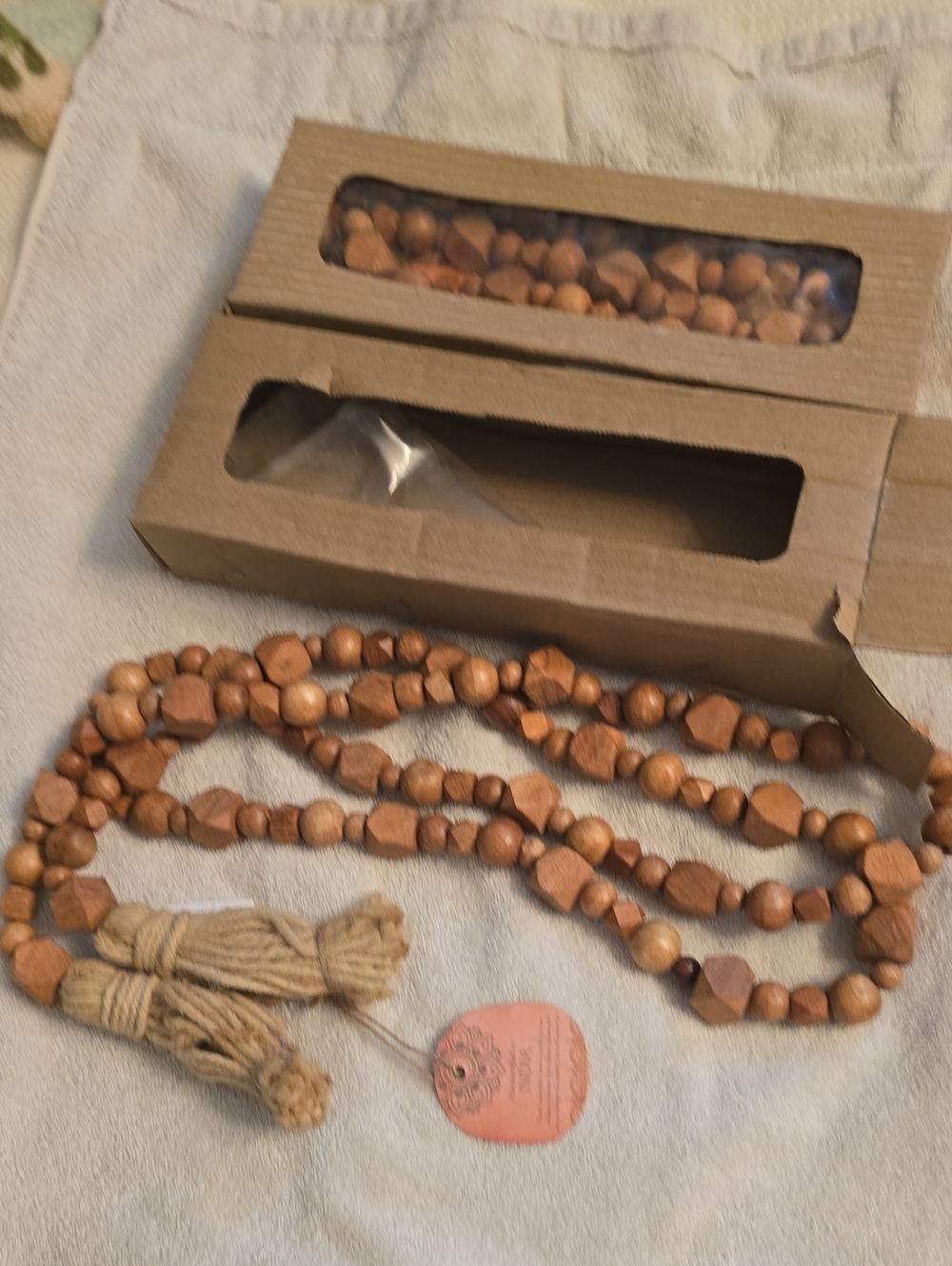 Wood Bead Garland with Tassels - Never Used